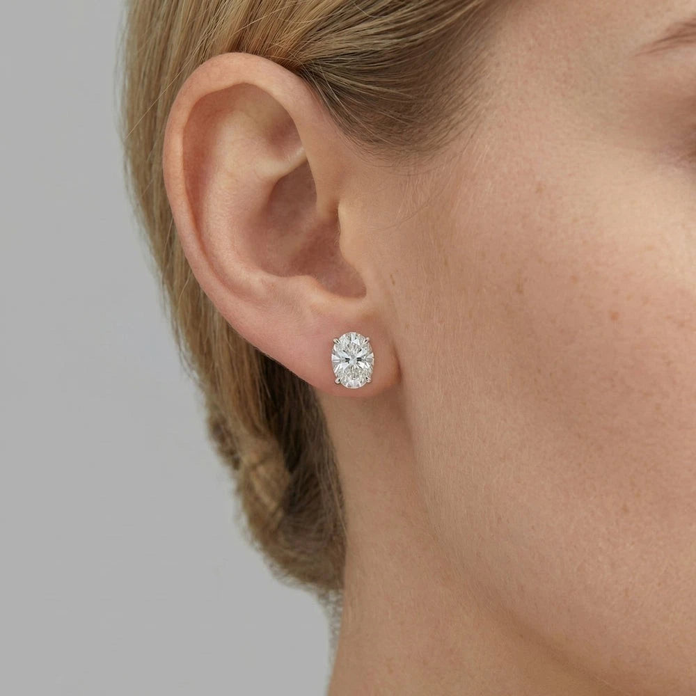 2.00-4.00 Ctw 14k Gold Lab Grown Diamonds Oval Diamond Studs D/E VVS-VS