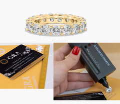 Real Moissanite Eternity Band Wedding Ring Diamond Tester 925 Silver Gold 5 CTW
