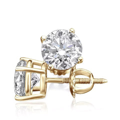 14K Yellow Gold Lab Grown Round Diamond Stud Earrings
