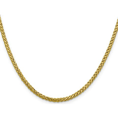 10K Solid Yellow Gold 2mm Spiga Wheat Link Chain Necklace
