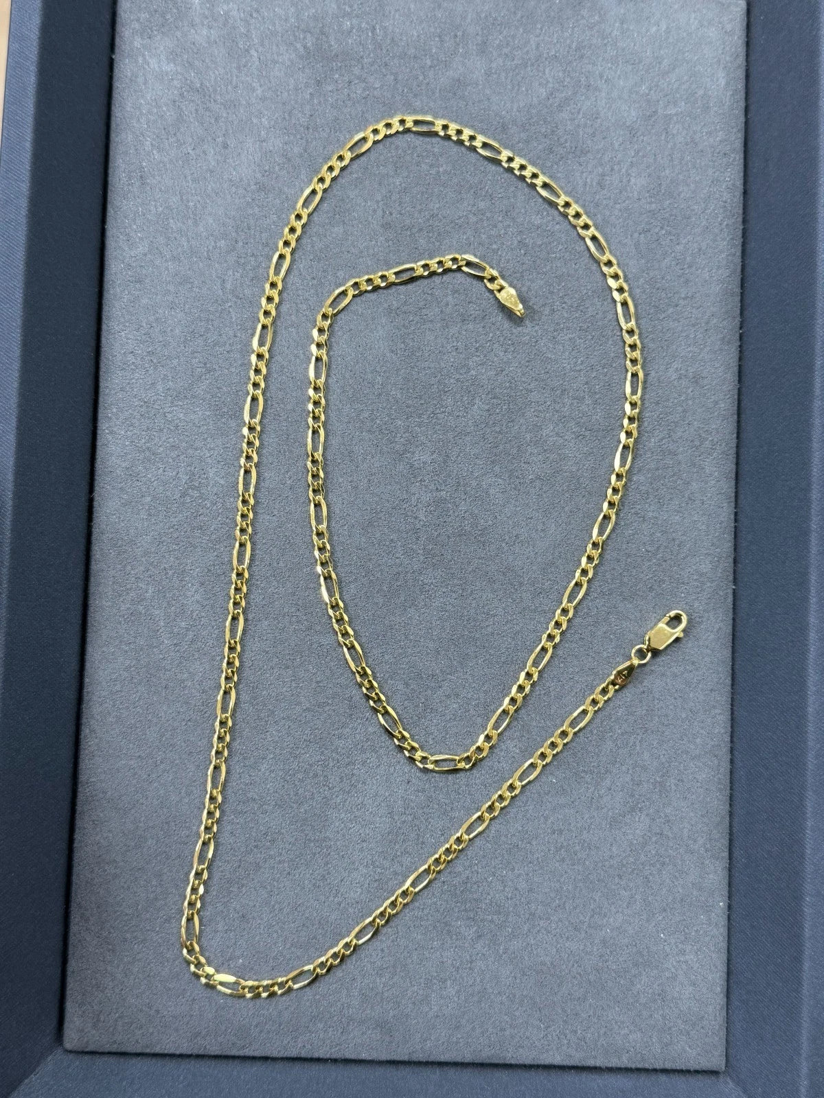 10K Yellow Gold Solid Figaro Chain Necklace
