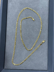 10K Yellow Gold Solid Figaro Chain Necklace