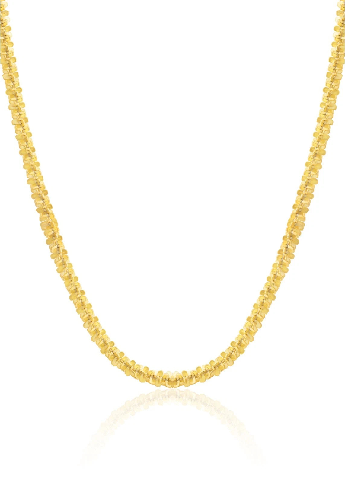 14k Gold Plated Over 925 Sterling Silver 2.50mm Twisted Rock Sparkle Chain Italy