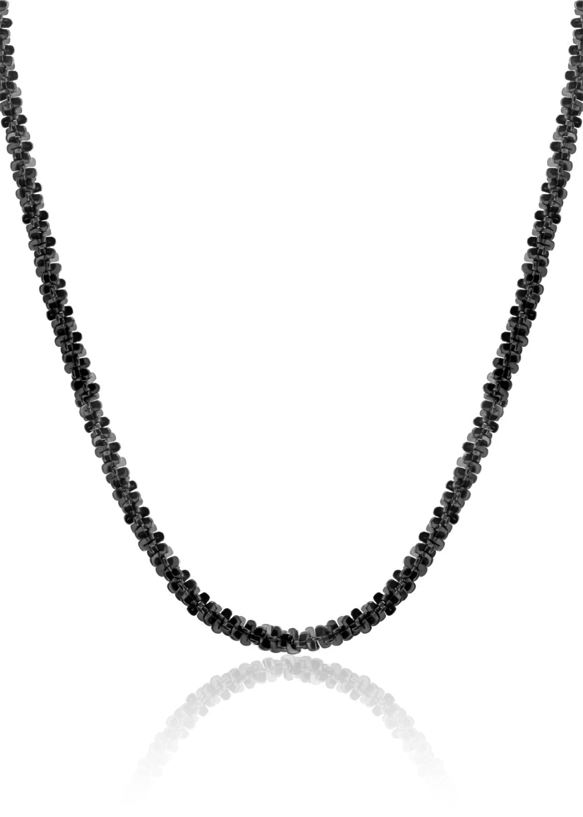 925 Sterling Silver Black Rhodium 2.5mm Sparkle Margarita Rock Chain Italian