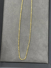 Solid 14K Yellow Gold Figarope Chain Necklace