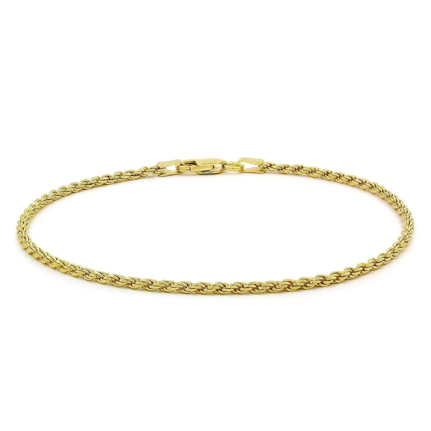 Men's Women's Real 14k Gold Plated Solid 925 Sterling Silver Rope Bracelet 2mm