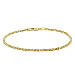 Men's Women's Real 14k Gold Plated Solid 925 Sterling Silver Rope Bracelet 2mm