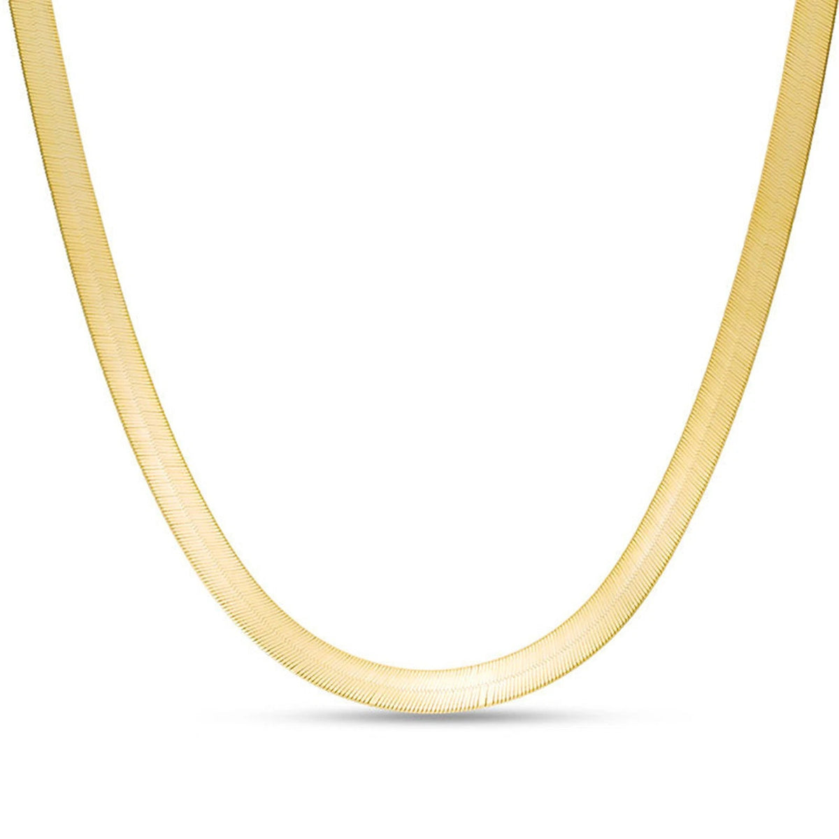 7mm Herringbone Chain Necklace 14K Yellow Gold Plated Over 925 Sterling Silver