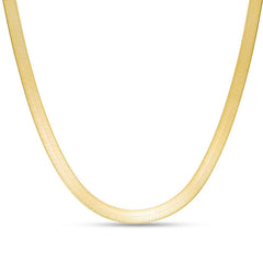 7mm Herringbone Chain Necklace 14K Yellow Gold Plated Over 925 Sterling Silver