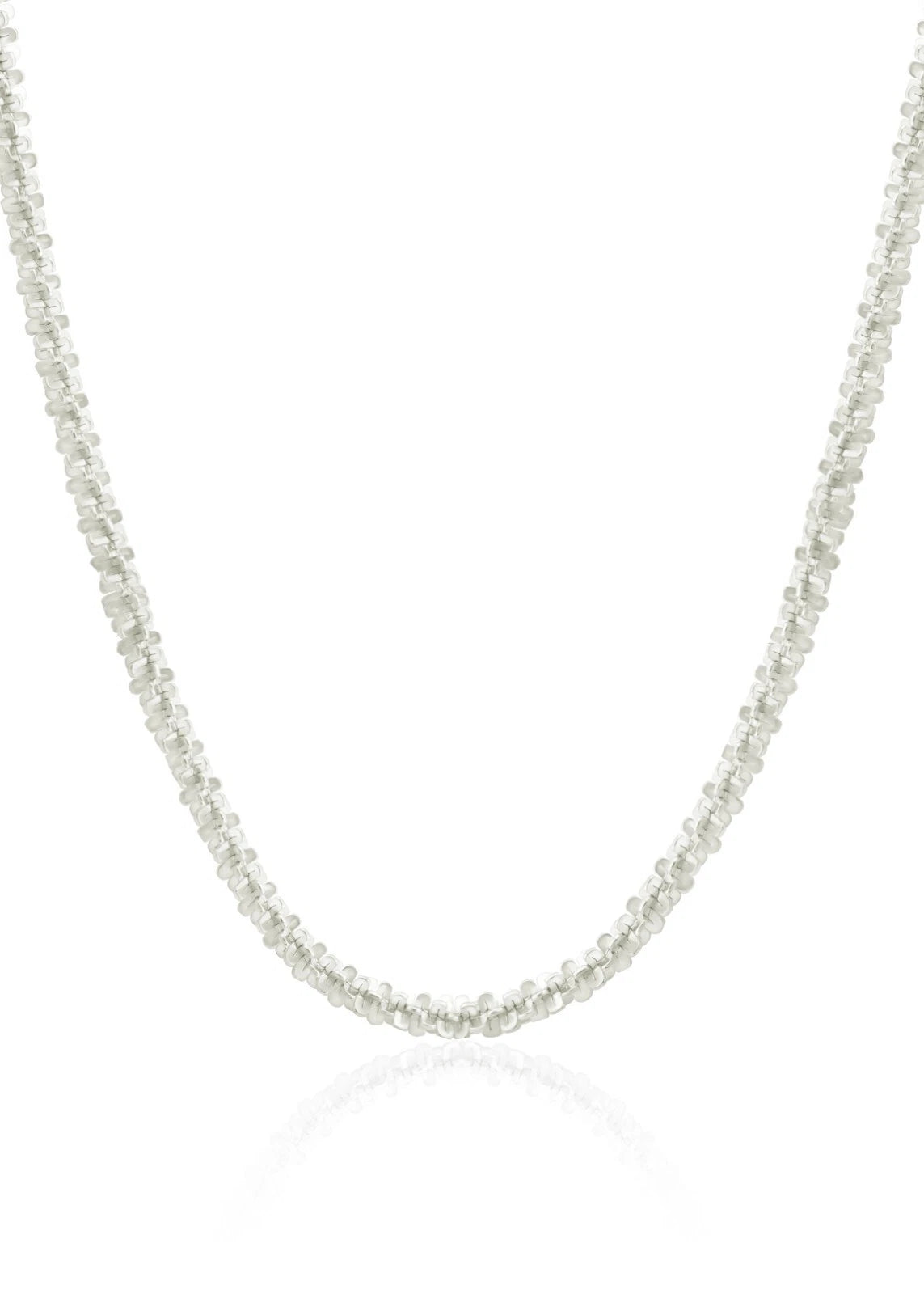 925 Sterling Silver 2.50mm Twisted Rock Sparkle Glitter Chain Necklace Italian