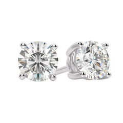 14K White Gold Lab Grown Round Diamond Stud Earrings