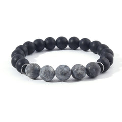 Stainless Steel Genuine Matte Black Onyx Natural 10mm Stone Bracelet Men Jewelry
