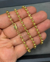 Real Solid 14k Yellow Gold 3.8mm Moon Cut Beaded Ball Chain Necklace Bracelet