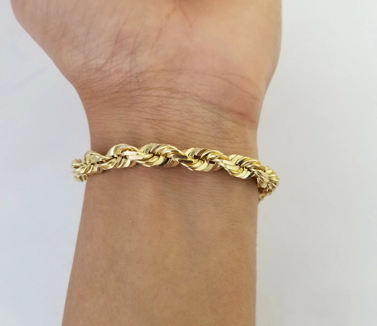 Solid 10K Yellow Gold Rope Bracelet 
