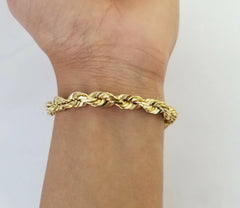 Solid 10K Yellow Gold Rope Bracelet 