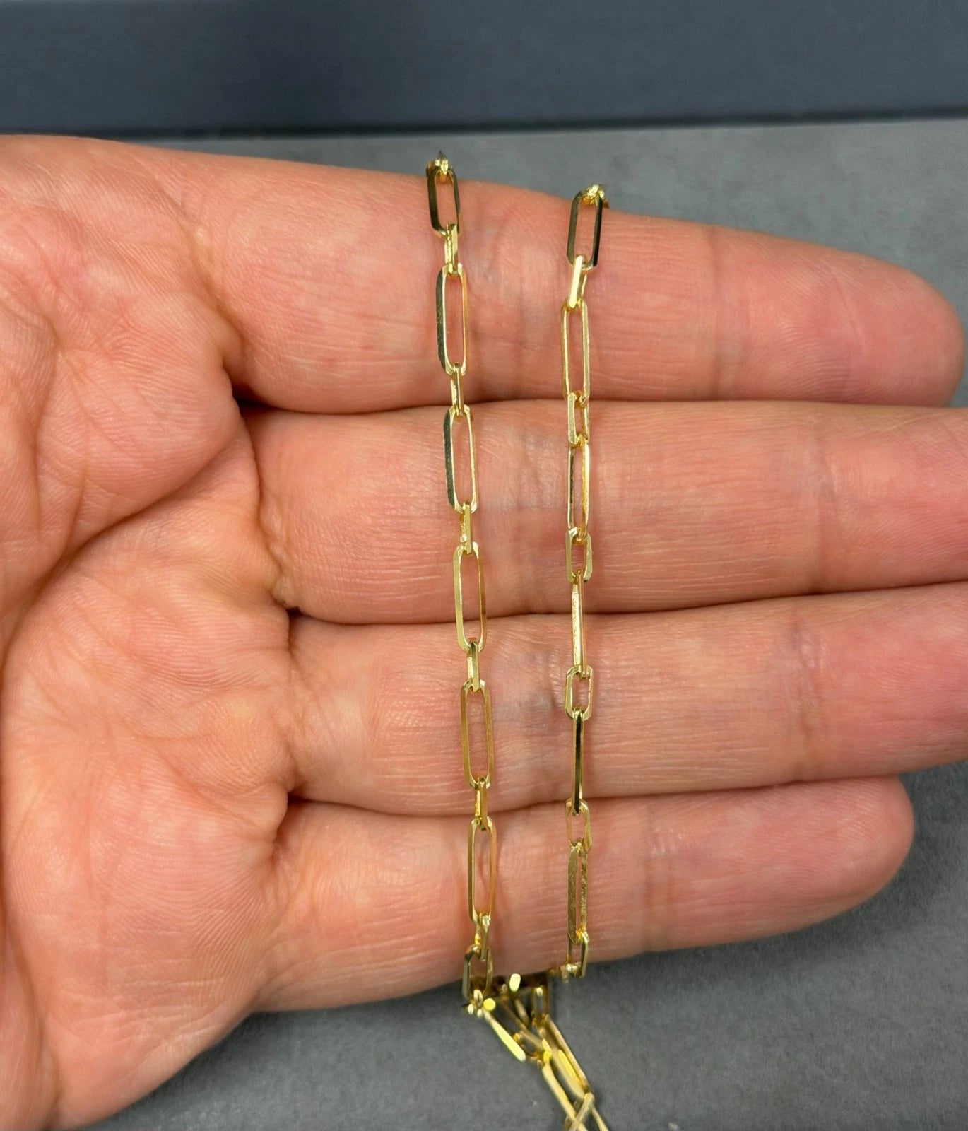 Solid 14K Yellow Gold Paperclip Link Chain Necklace