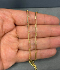 Solid 14K Yellow Gold Paperclip Link Chain Necklace