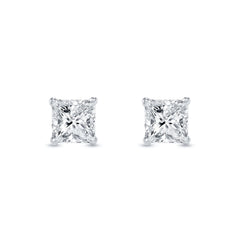 Real MOISSANITE Square Princess Stud Earrings Unisex 925 Silver Passes Tester