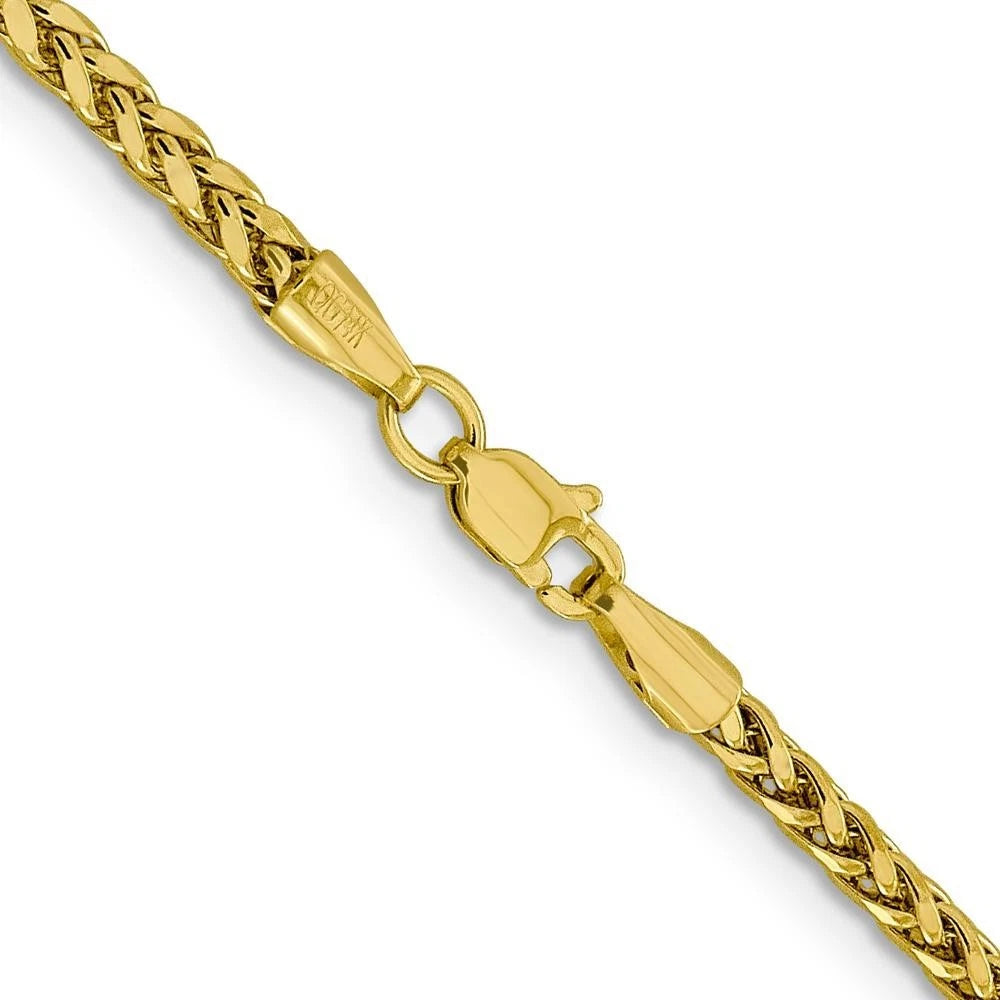 10K Solid Yellow Gold 2mm Spiga Wheat Link Chain Necklace