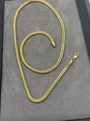 10K Yellow Gold Square Franco Wheat Chain Necklace