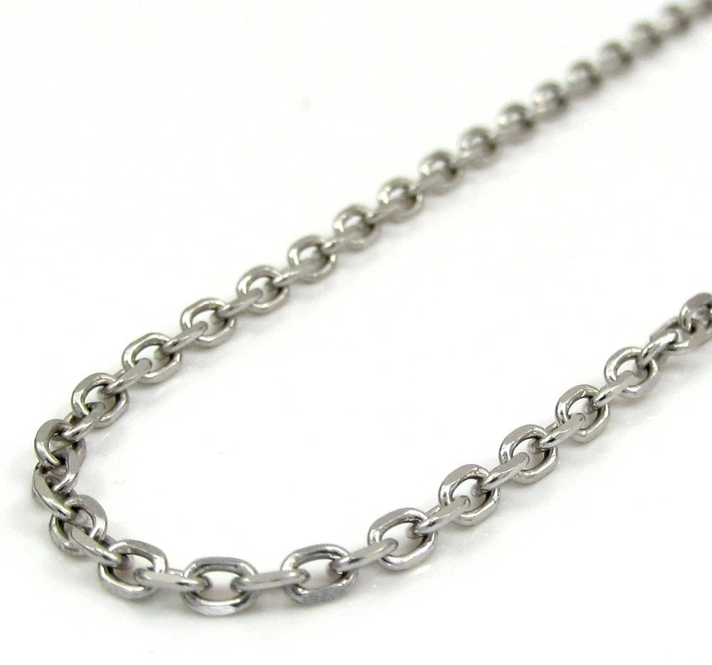 Solid 14K White Gold Diamond-Cut Cable Link Chain Necklace