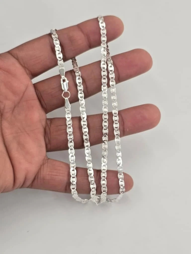 925 Sterling Silver 4mm Valentino Chain Necklace 18'' Through 24'' Inch - Italy
