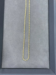 Solid 14K Yellow Gold Diamond-Cut Rope Chain Necklace