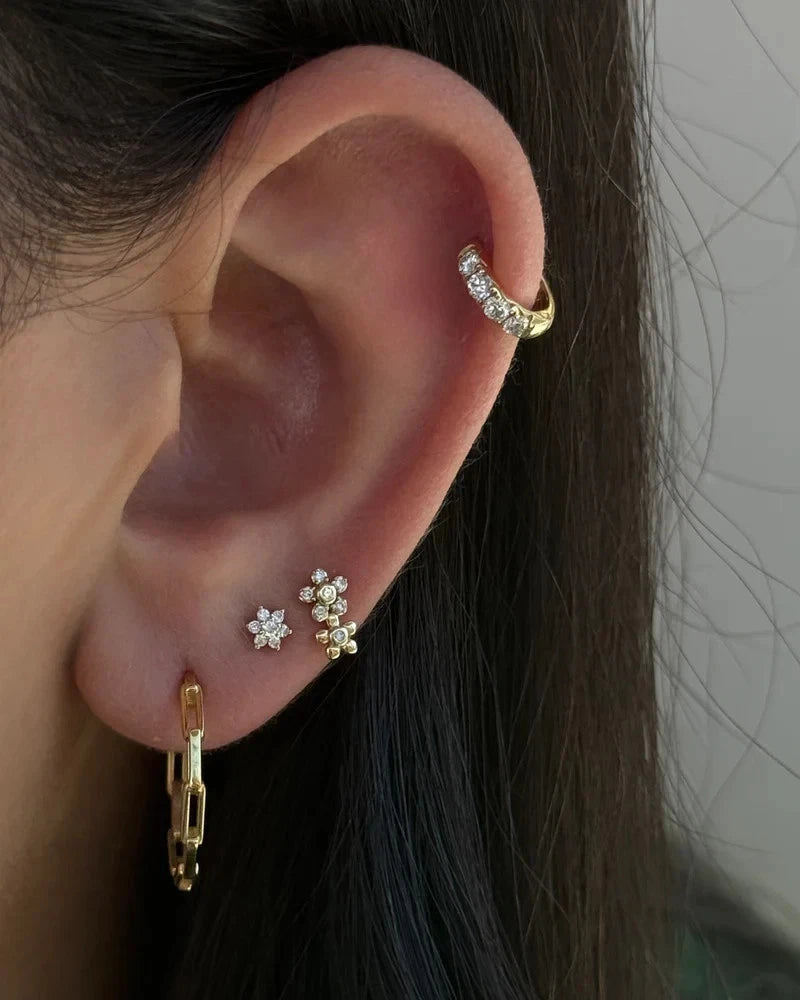 14K Solid Yellow Gold Paperclip Gold Hoops 28mm