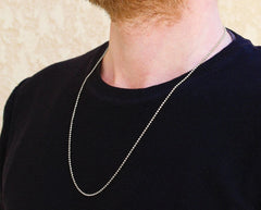 14K White Gold 2.00mm Moon Cut Bead Chain Necklace UNISEX Chain REAL GOLD 18''