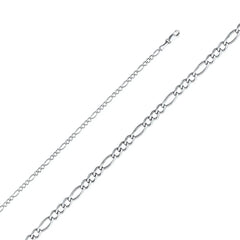 Solid 14K White Gold Figaro Chain Necklace 