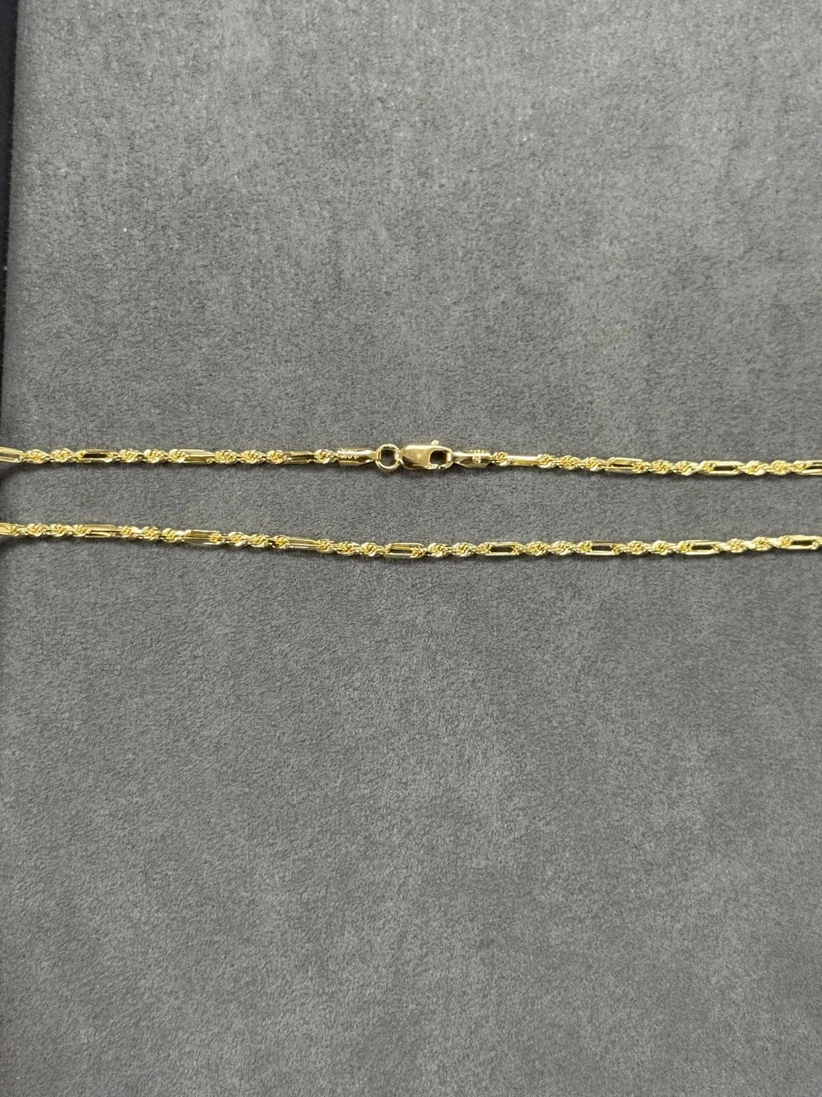 Solid 14K Yellow Gold Figarope Chain Necklace