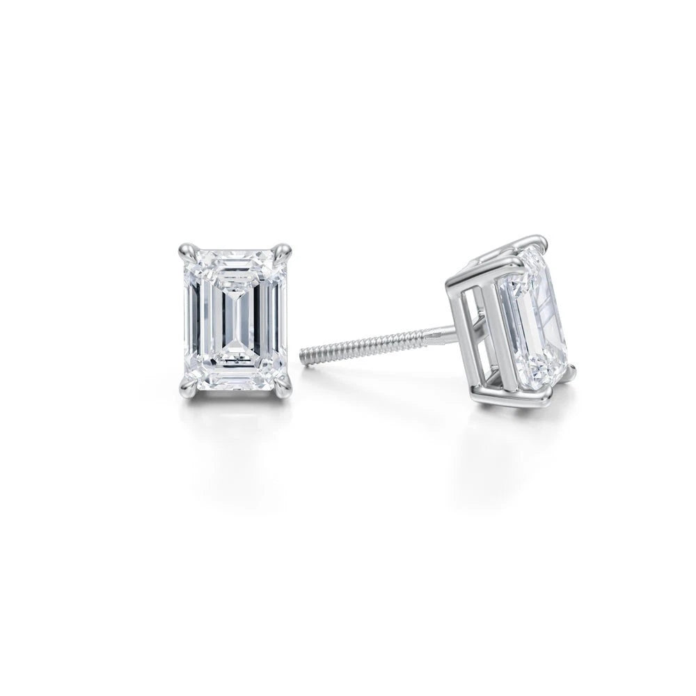 2.00-4.00 Ctw 14k Gold Lab Grown Diamonds Emerald Diamond Studs D/E VVS-VS