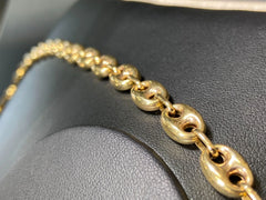 10K Yellow Gold Puffed Mariner Chain Necklace