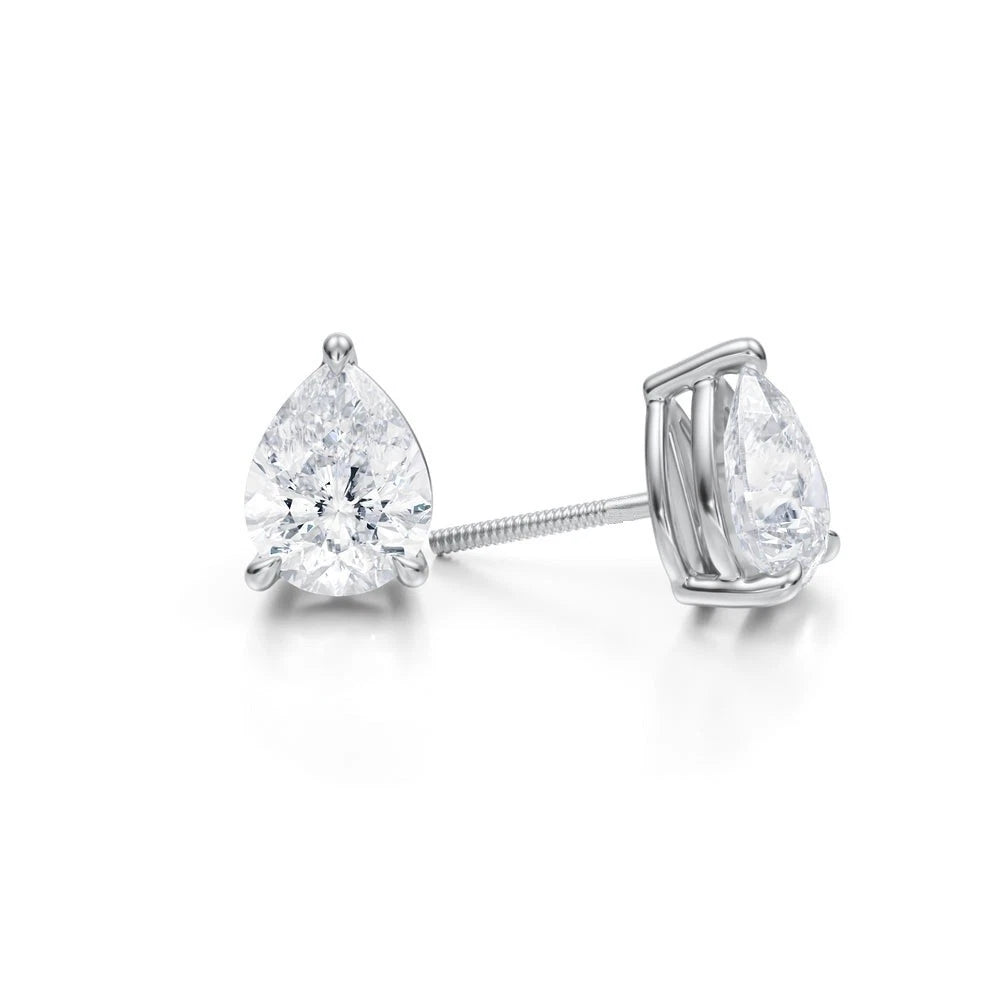 2.00-4.00 Ctw 14k Gold Lab Grown Diamonds Pear Diamond Studs D/E VVS-VS