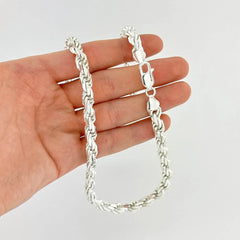 925 Sterling Silver Diamond Cut Rope Chain 5.7mm Necklace - Italy - All Sizes
