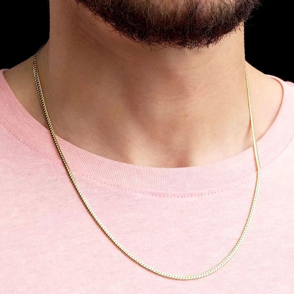 Solid 14K Yellow Gold Miami Cuban Link Chain Necklace