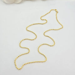 14K Yellow Gold 2.40mm Moon Cut Bead Chain Necklace UNISEX Chain REAL GOLD 20''