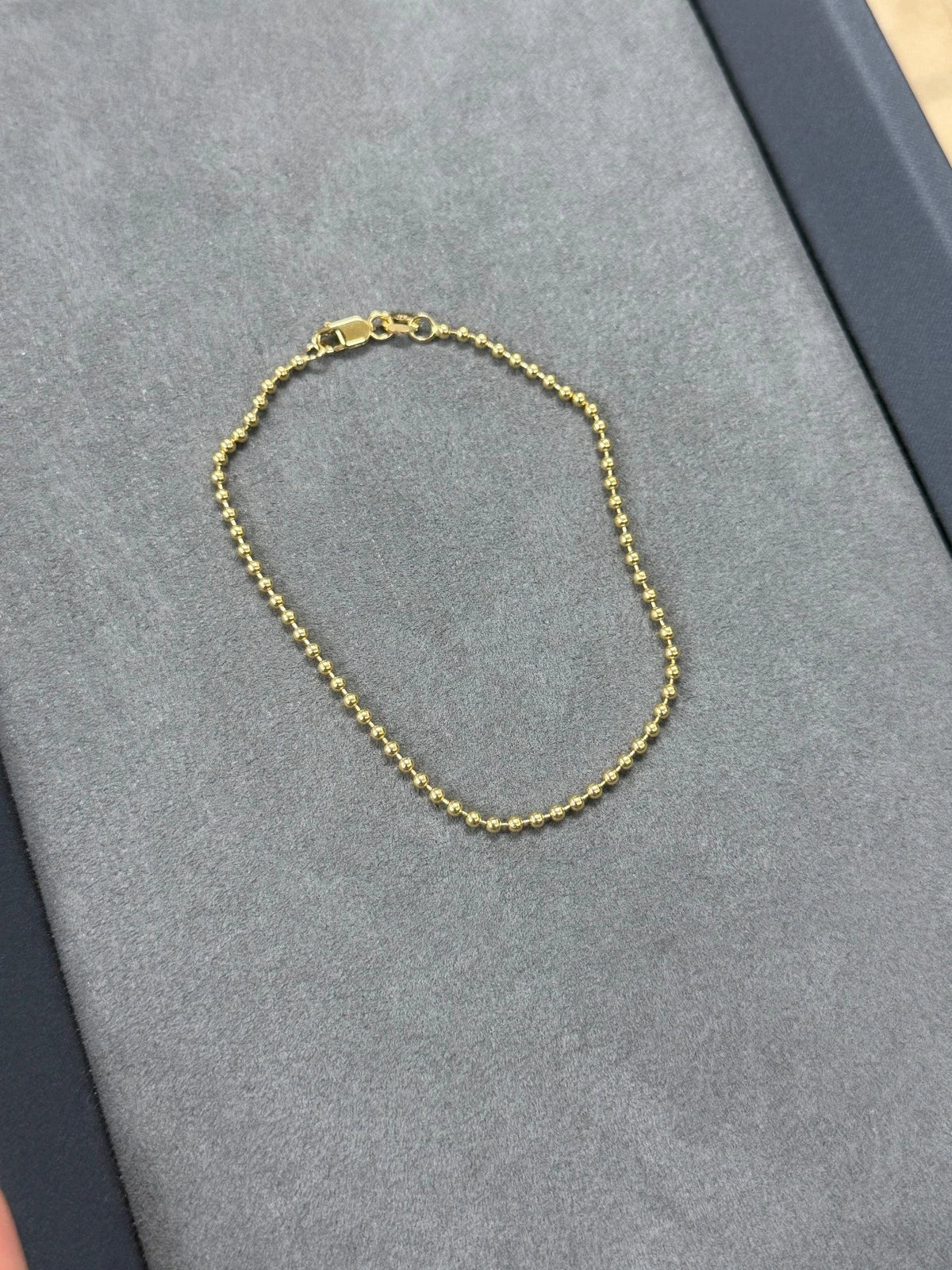 Solid 14K Yellow Gold Ball Bead Chain Bracelet