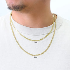 14K Yellow Gold Mariner Anchor Flat Link Chain 3.4mm Necklace 24'' Inch Italian