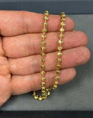 Real Solid 14k Yellow Gold 3.8mm Moon Cut Beaded Ball Chain Necklace Bracelet