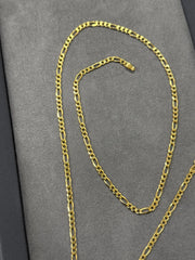 10K Yellow Gold Solid Figaro Chain Necklace