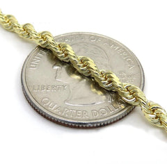 Solid 14K Yellow Gold Diamond-Cut Rope Chain Necklace
