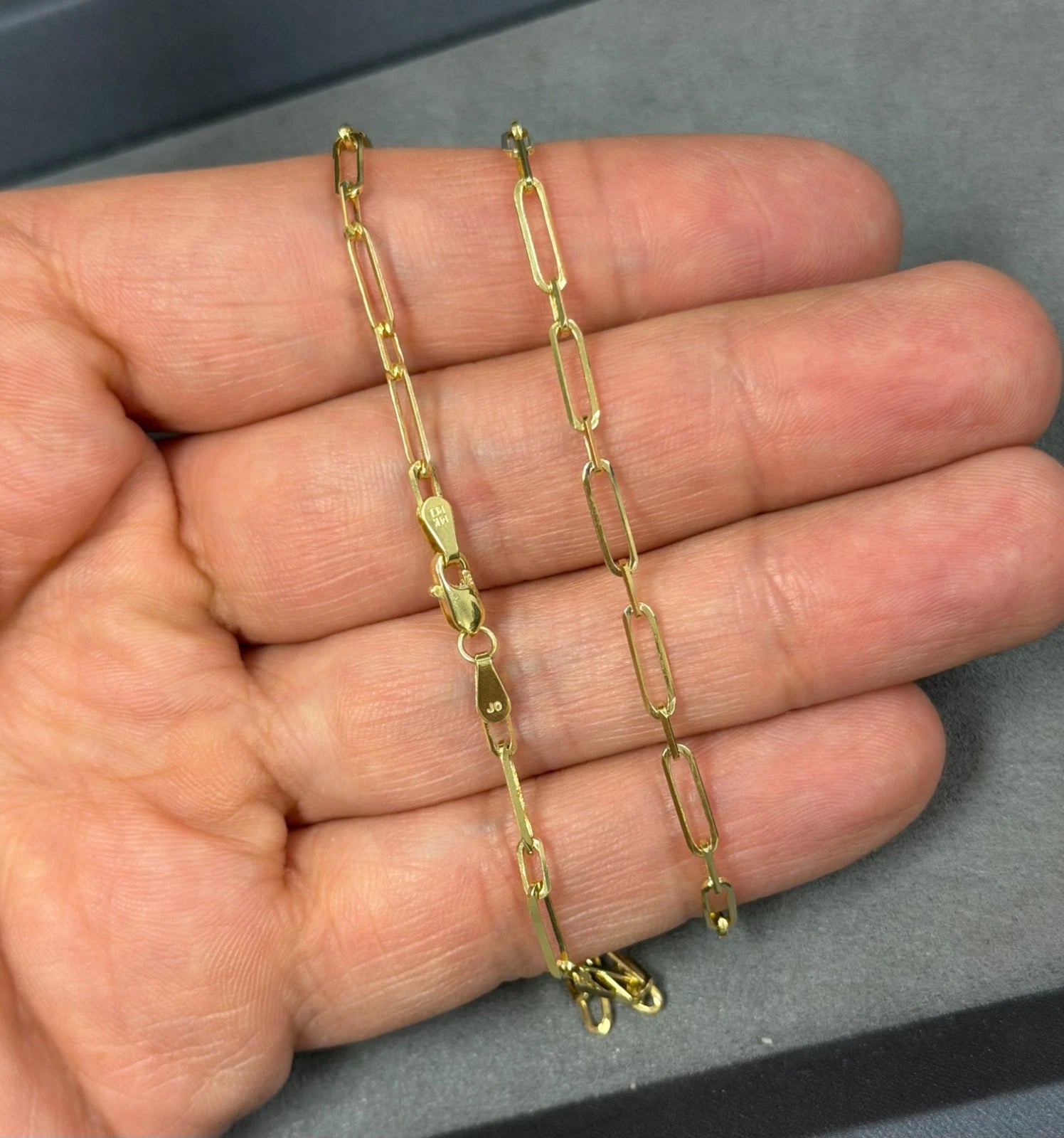 Solid 14K Yellow Gold Paperclip Link Chain Necklace