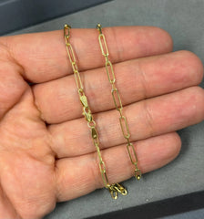 Solid 14K Yellow Gold Paperclip Link Chain Necklace