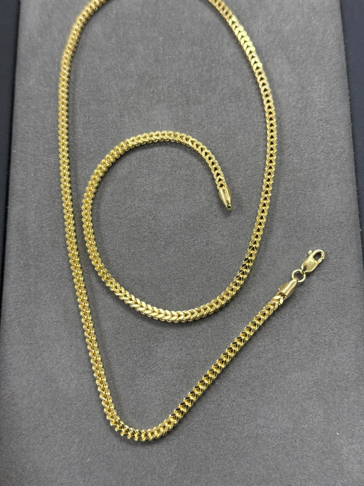 10K Yellow Gold Square Franco Wheat Chain Necklace