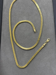 10K Yellow Gold Square Franco Wheat Chain Necklace