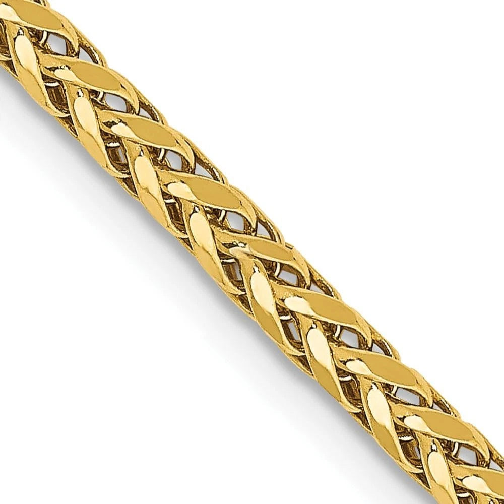 10K Solid Yellow Gold 2mm Spiga Wheat Link Chain Necklace