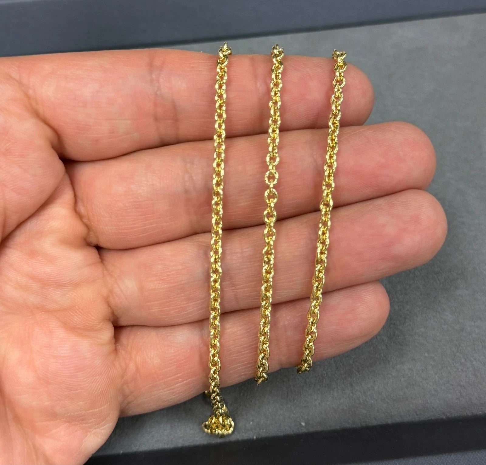Solid 14K Yellow Gold Anchor Link Chain Necklace 