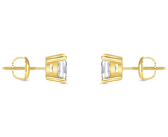 Real MOISSANITE Square Princess Stud Earrings Unisex 14k Gold Passes Tester