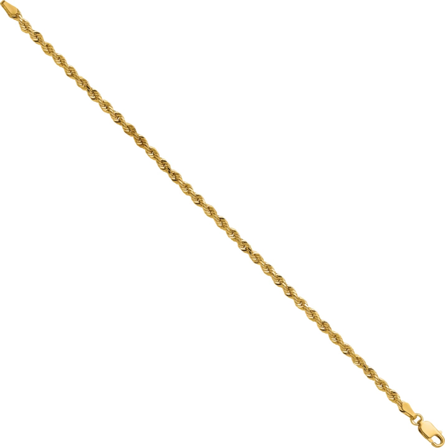Men's Women's Real 14k Gold Plated Solid 925 Sterling Silver Rope Bracelet 2.5mm